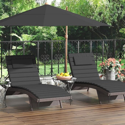 Sundale Outdoor Olefin Quilted Lounge Cushion Set of 2, Patio Foldable Chaise Lounger Cushion, Water-Resistant Lounge Chair Pad with Straps Dark Gray, 80 x 26 inches