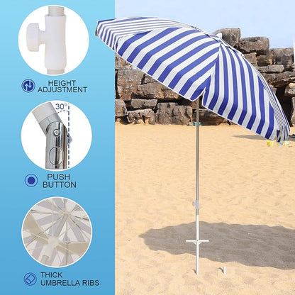 Northroad 8ft Large Beach Umbrella w/Sand Anchor Vent Tilt, Heavy Duty High Wind Patio Umbrellas w/Carry Bag,UV 50+ Sun Protection Portable Sunshade Umbrellas for Garden Pool Backyard