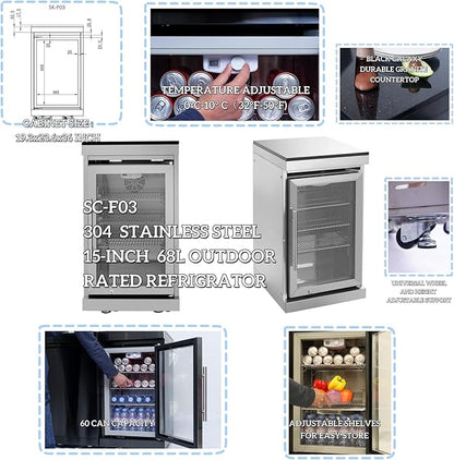 4 Burner Outdoor Kitchen Island with Grill and Side Burner, 72000 BTU Deluxe Stainless Steel Modular Outdoor Kitchen, Gas Propane BBQ Island with Refrigerator, 2 Doors Sink, Rotisserie, 104"W, Silver