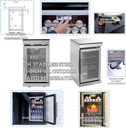 104" Modular Outdoor Kitchen Island With Grill And Side Burner, 4-burner 72,000 Btu Propane Bbq Island, Refrigerator, Separate Sink & Prep LP-Silver (with pizza oven) 108000BTU/112 Inch