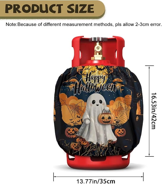 Ghost Propane Tank Cover 20lb Halloween Gas Tank Cylinder Cover for Outdoor Camping Yard Party Easy to Install Grill Accessories Gift for Holiday