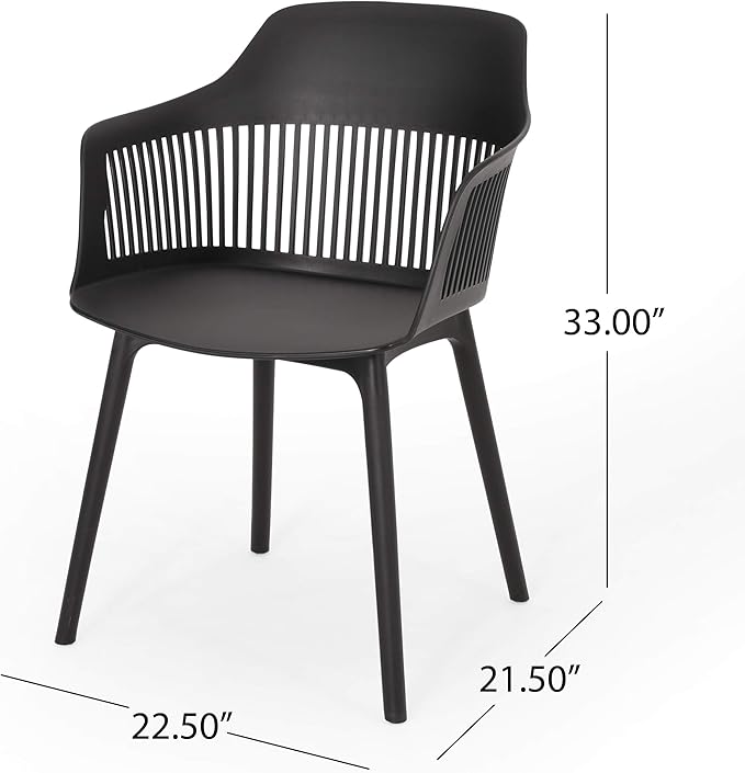 Christopher Knight Home Ladonna Outdoor Dining Chair (Set of 4), Black