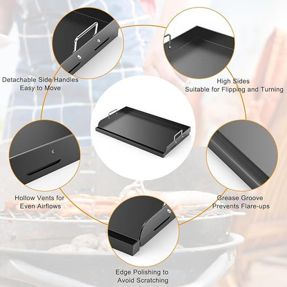 Griddle for Gas Grill, 25" x 16" Nonstick Coating Universal Griddle Flat Top Plate Insert for Gas Stove/Charcoal/Gas, Large Flat Top Griddle Plate for Camping, Tailgating, Parties