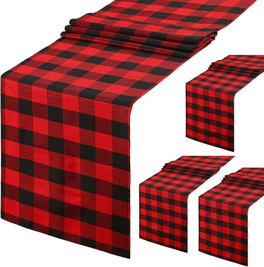 Black Red Table Runner 4Packs 13x108 Inch Plaid Table Runner Christmas Buffalo Plaid Tale Runners Farmhouse Holiday Table Linen