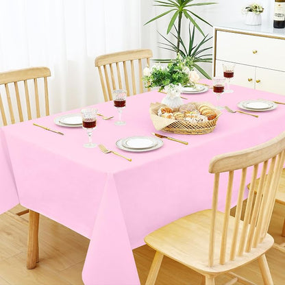 Smiry Rectangle Table Cloth 60x120 Inch, Waterproof Wipeable Vinyl Tablecloths Protector, Oil Spill Proof Plastic Table Cover for Dining, Picnic, Camping, Outdoor, Pink