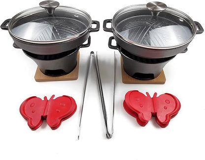 HAWOK Yakiniku Plate Cast Iron with Glass Lid mini stove set of 2………