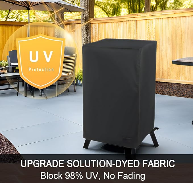 NettyPro Electric Smoker Cover, Heavy Duty Waterproof Vertical Smoker Cover for Masterbuilt Outdoor Square Grill Smoker, Black