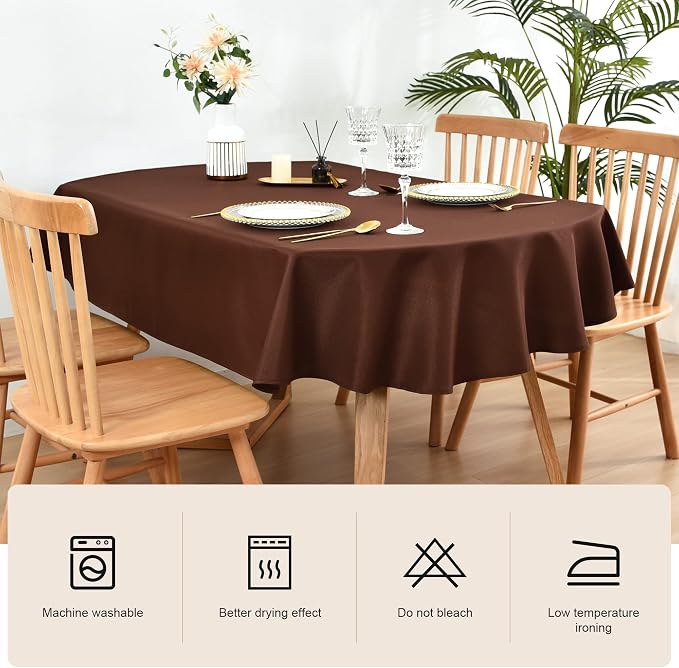 Wolkemer Large Oval Tablecloth 60 x 120 Inch Washable Fabric Table Cloth | Oval Table Cloth, Solid Chocolate Cloth Tablecloth, Oval Table Cover for Dining Wedding Party Banquet Tabletop Decoration