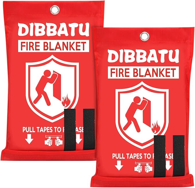DIBBATU Fire Blanket for Home and Kitchen, Fire Blankets Emergency for Home, Emergency Fire Blankets for House, Fireproof Blanket, Survival FireBlanket for Kitchen,Fireplace, Grill, BBQ