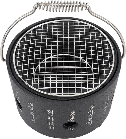 Fydun Portable BBQ Stove, Handle Text Stove Korean Cooking Charcoal Design Multifunctional Charcoal Grills Barbecue Alcohol Surrounding Tea Cooking Energy Saving Aluminum Stainless (S