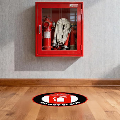 5 Pack Fire Extinguisher Do Not Block Sign Self Adhesive 12 Inch Safety Signs Non-Slip Waterproof Vinyl Floor Sticker for Office Warehouse Business Equipment