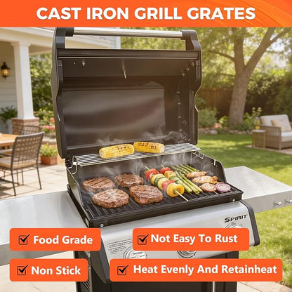 17.5" Grill Grates for Weber Spirit 300, Grill Parts for Weber Spirit E310 & GS4 Spirit II 300 Series, Spirit II E310, Spirit 2 E310, Genesis Silver/Gold B & C,Porcelain Enameled Cast Iron Grate 7638