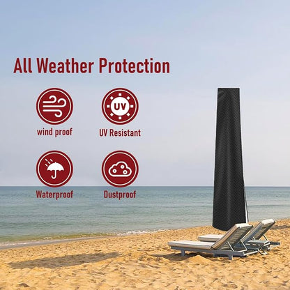 Patio Umbrella Cover Outdoor Umbrella Cover with Rod Waterproof Durable 420D Polyester Fabric Patio Parasol Umbrella Cover for 7 ft to 11 ft Outdoor Umbrella (Black)