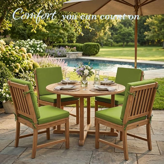 California Umbrella Outdoor Dining Chair, Set of 4 Patio Seat Cushions, 20 x 40 Inch, Premium Outdoor Memory Foam, Fade Resistant, Sunbrella Fabric, Fabric Ties, Macaw
