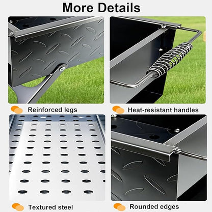 Portable Stainless Steel Mangal Charcoal Grill For Shish Kebab,Steaks,Burgers,Parrilla Para Asar Carne De Carbon,Foldable Barbecue Grill Skewer Asadores for Outdoor Cooking(50cm/20in)
