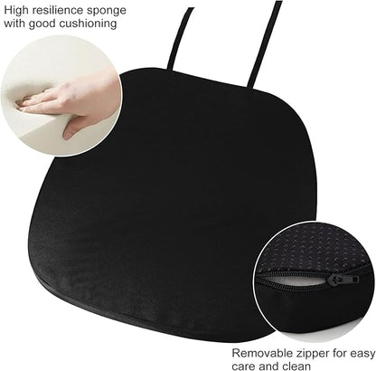 GUEGLSA Outdoor Metal Chair Seat Cushions 14x14 inch, Waterproof Non Slip Dining Chair Pad with Ties, U Shaped Metal Chair Cushion for Patio Home Kitchen Dining Chair, Set of 2, Black