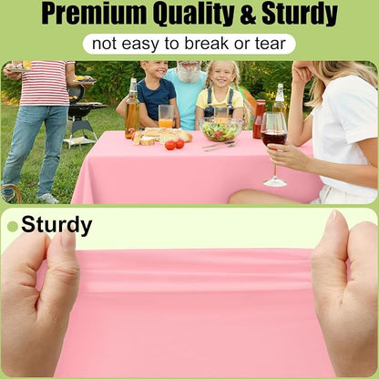 Smiry Disposable Table Cloth - 10 Pack, 54 x 108 Inch Waterproof Rectangle Tablecloths for Easter Party, Valentines & Mothers Day Decorations, Decorative Plastic Table Cover, Leakproof & Sturdy, Peach