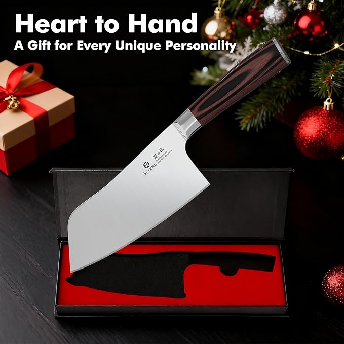 imarku 7 Inch Meat Cleaver Knife,Japanese SUS440A High Carbon Stainless Steel Butcher Knife with Ergonomic Handle,Ultra Sharp Vegetable Kitchen Knife for Home,Fathers Day