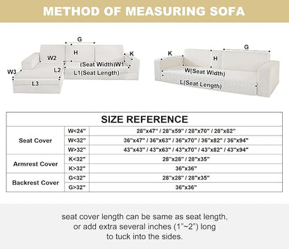 vctops Geometric Jacquard Plush Sofa Couch Covers Farmhouse Neutral Non Slip Sectional Couch Cover Soft Warm Sofa Slipcover for Dogs, Children, Pets Furniture Protector (Cream,36"x47")