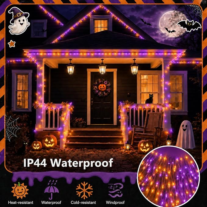 600LED 188FT Smart Color Changing Halloween String Lights RGB App & Remote | Music Sync, 16 Million DIY Colors, Timer & Memory, Waterproof Twinkle Lights Indoor Outdoor for Halloween Fall Decor