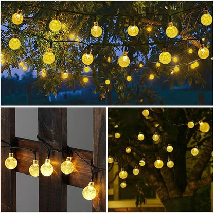 Solar String Lights Outdoor Waterproof, 1 Pack 50 LED 2.3CM 23 FT Each, Solar Powered Patio Lights with 8 Lighting Modes for Garden Yard Porch Wedding Party.. (Warm Color)