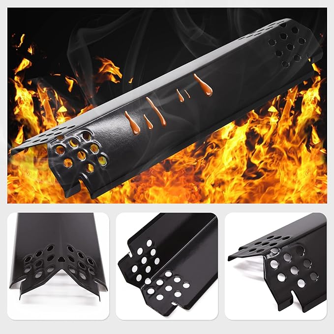 Criditpid Grill Replacement Parts for Nexgrill 720-0864 720-0864M 720-0830H 720-0896B, 720-0882a Gas Grill, 2-Pack Porcelain Steel Heat Plate Shields Burner for Nexgrill 2 Burner 720-0864 Parts