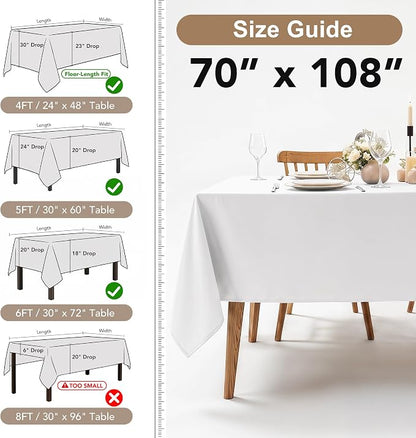 Fitable 6 Pack Rectangle Tablecloths, 70 x 108 Inch, Sage Green | Wrinkle & Stain Resistant, Washable Polyester Fabric, For Wedding Party Banquet Formal Events Fall Thanksgiving Harvest