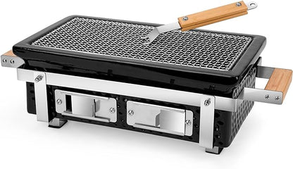 ONLYFIRE GRILLS Charcoal BBQ Hibachi Grill with Grid Lifter, Portable Yakitori Grill with Stainless Steel Grate, Barbecue Stove for Outdoor Camping Picnic Patio Backyard Cooking, GS306