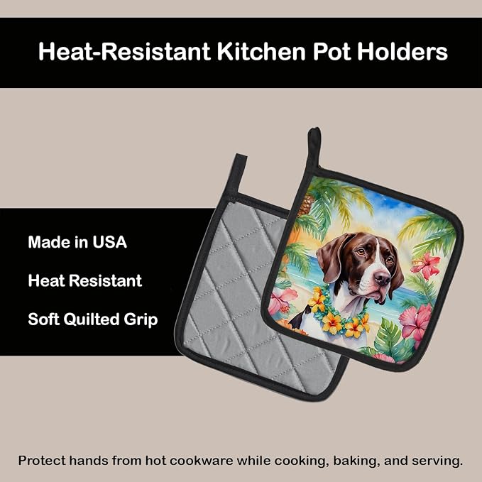 Caroline's Treasures Pointer Luau Pair of Pot Holders Kitchen Heat Resistant Pot Holders Sets Oven Hot Pads for Cooking Baking BBQ, 7 1/2 x 7 1/2