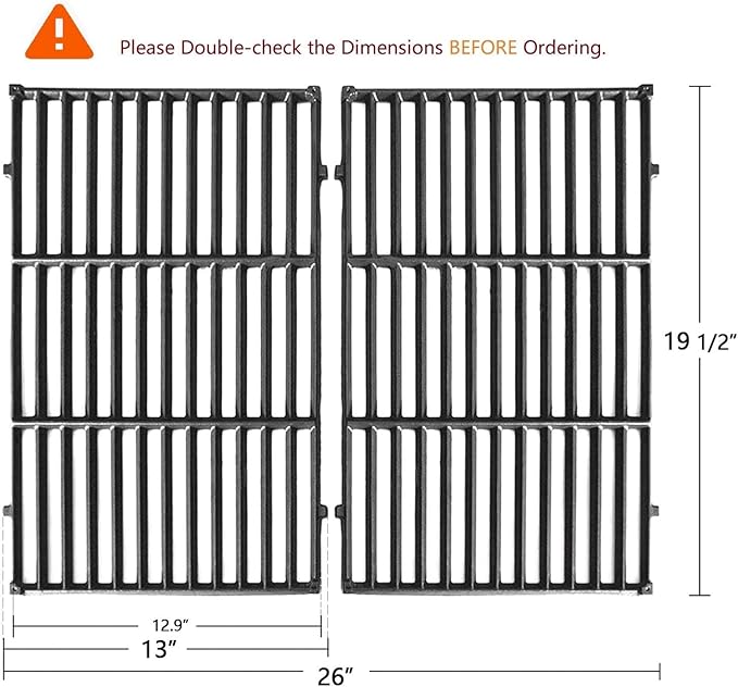 Hongso Replacement Parts for Weber Genesis 300 Series E & S 310 320 330 EP310 EP320 Gas Grills (with Front Control 2011-2016), 19.5 inch Grill Grates 7524 7528, 17.5 inch Flavorizer Bars 7620 7621