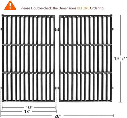Hongso Replacement Parts for Weber Genesis 300 Series E & S 310 320 330 EP310 EP320 Gas Grills (with Front Control 2011-2016), 19.5 inch Grill Grates 7524 7528, 17.5 inch Flavorizer Bars 7620 7621