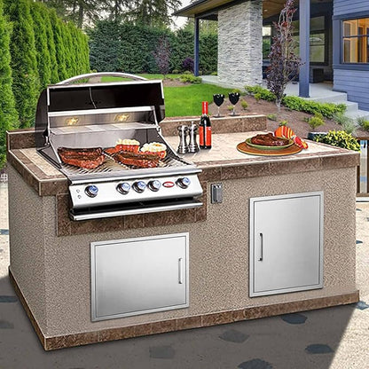 BBQ Access Door Stainless Steel,Overall-Size:23" W 17" H Horizontal Single Door Reversible Open Left or Right, Flush Mount for Outdoor Kitchen
