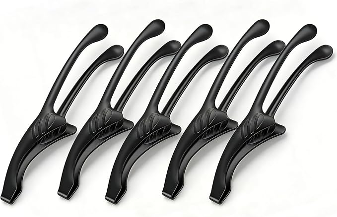 5 Pcs BBQ Tongs for Korea & Japanese Baebeque, Stainless Steel Grill Tongs Bbq Tong Self Standing Grilling Stencils(5 Pcs Black Rounds Tips)