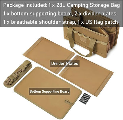 Tactical Camping Storage Bag 28L Tactical Utility Tote Bag Camping Cookware Organizer Trunk Organizer