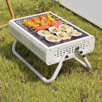 Portable Charcoal Grill Small, BBQ Grill Folding Portable Lightweight Smoker Grill, Barbecue Grill Small Desk Tabletop Outdoor Grill for Camping Picnics Garden Beach Party (Color : /Black)