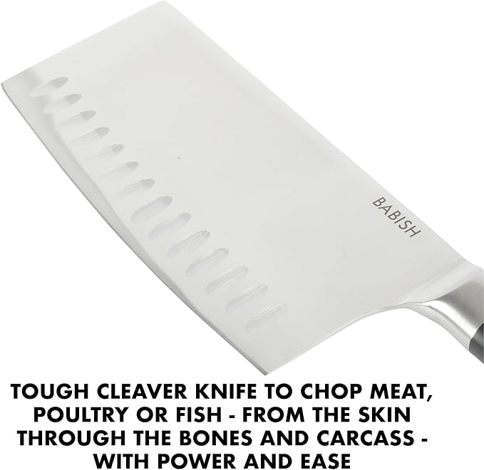 Babish 6.5-Inch Forged Cleaver Knife – High-Carbon 1.4116 German Steel Full Tang Kitchen Knife for Heavy-Duty Chopping and Slicing