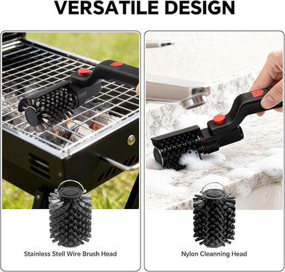 XUDAKAIXIN Electric Grill Brush – No Bristle Shedding, High Torque with 3-Speed Modes, 2026 Upgraded Rechargeable & Adjustable-Angle Grill Cleaner, Gifts for Men/Dad