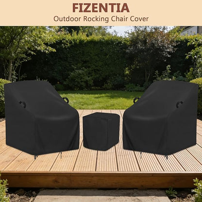 3 Piece Outdoor Furniture Cover Set - 28in Patio Chair Covers with Table Shield, 420D Oxford Fabric Waterproof UV Protection with Drawstring & Buckles, Black (2 Chair + 1 Table Cover)