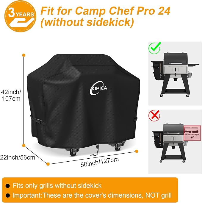 600D Pellet Grill Cover for Camp Chef Woodwind 24, Woodwind Pro 24, Waterproof BBQ Smoker Cover, UV Resistant, No Tear, No Fading