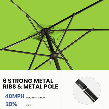 6.5x10FT Rectangular Patio Umbrella with Push Button Tilt & Crank Lift for Garden,UV Protection Outdoor Umbrella for Deck,Pool and Yard,Lime