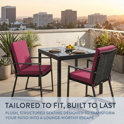 California Umbrella Outdoor Dining Chair, Set of 2 Patio Seat Cushions, 20 x 40 Inch, Premium Outdoor Memory Foam, Fade Resistant, Sunbrella Fabric, Fabric Ties, Hot Pink