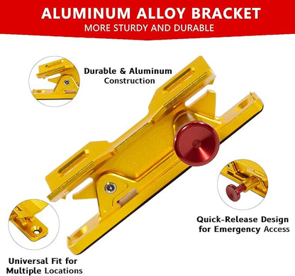 Quick Release Fire Extinguisher Mount – Gold Adjustable Aluminum Roll Bar Bracket Compatible with Car Jeep Wrangler (TJ/JK/JL/JKU), UTVs (Polaris RZR, Ranger, Can-Am X3), Trucks & Off-Road Vehicles