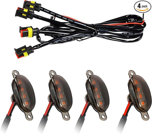 4PCS Car LED Grille Lights, Waterproof Bright Vehicle Grill Lights with Wiring Harness, Automotive Exterior Front Grille Trim Lamps Accessories, Compatible with F150 F250 F350 (Black/Yellow)