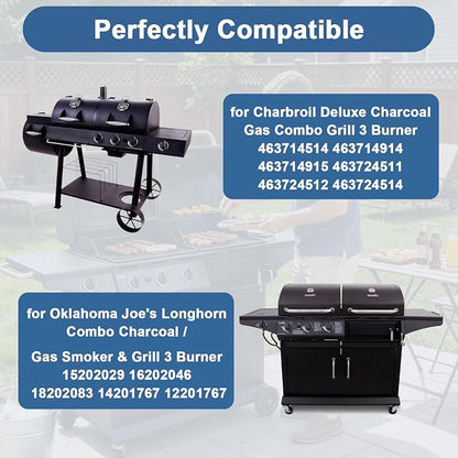 4-Outlets Grill Igniters Replacement for Oklahoma Joe's Longhorn Combo Charcoal/Gas Smoker/Grill 3 Burner 14201767 15202029 16202046, Pulse Igniter Grill Part Kit w/Wires for Charbroil 463714514