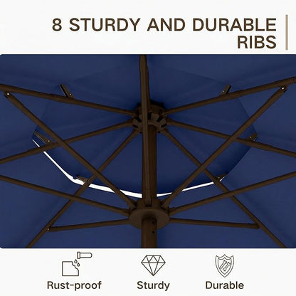 Kingdura 9ft 3-Tier Patio Umbrella, Outdoor Table Umbrella with Easy Crank & Tilt, 8 Reinforced Ribs, UV Protection for Deck, Pool, Market, Backyard (Navy blue)