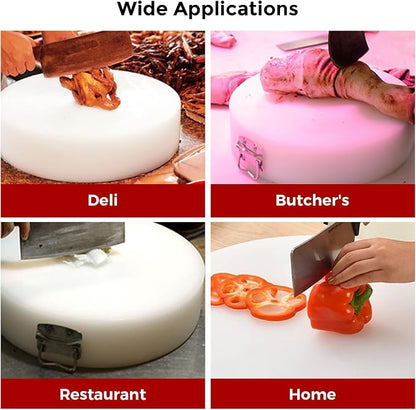 18.9" Round Plastic Cutting Board, 2" Extra Thick Commercial Grade Butcher Board, Food-Grade PE Chopping Block for Meat Cutting, Butchering, BBQ Prep & Restaurant Kitchen Use
