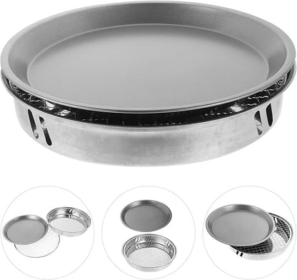 Portable 28cm Small Charcoal Grill Outdoor Barbecue Stove Set with Non-stick Grill Plate, Disposable Smokeless Camping Bbq Tool for Travel and Backyard Cooking Random Color