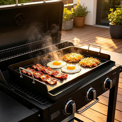 COZEER Cast Iron Griddle 23＂×16＂×3＂, Thickened Griddle for Gas Grill | Universal, Muti-Purpose, Pre-Seasoned, Upgrated, for Camping, Tailgating, Paties