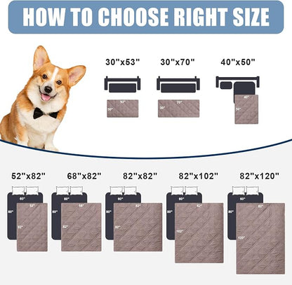 Smiry Waterproof Reversible Pet Couch Covers for Dogs | Pet Friendly, Soft Fabric, Washable Sofa Furniture Protector for Dogs Cat Kids, Checkered (30"x70", Greyish Brown/Brown)
