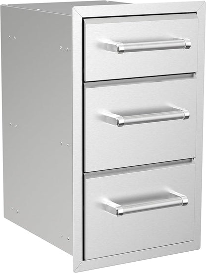 SPIRE Stainless Steel Built-in Vertical Triple Drawers, 6" H + 10" H + 10" H, Perfect for Outdoor Cooking & Kitchens, BBQ, & Grill Islands, 780-0016C
